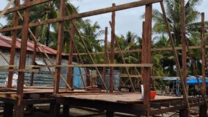 TMMD ke-128 Kodim 1710 Mimika Gunakan Kayu Besi Berkualitas untuk Bangun Rumah Layak Huni di Kampung Keakwa